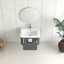 Meuble-lavabo mural de 24 po de couleur grise avec lavabo intégré en céramique blanche, 45 poignées en angle, tiroir à fermeture en douceur, contreplaqué imperméable, rangement de tiroir spacieux, conception européenne, facile