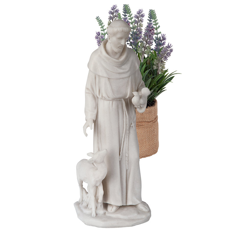 Statue en résine de marbre Saint François d'Assise