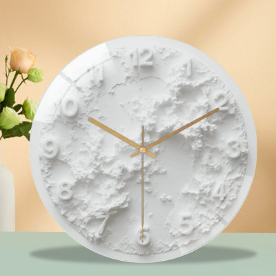 Horloge murale blanche minimaliste avec design texturé - horloge murale 12 po
