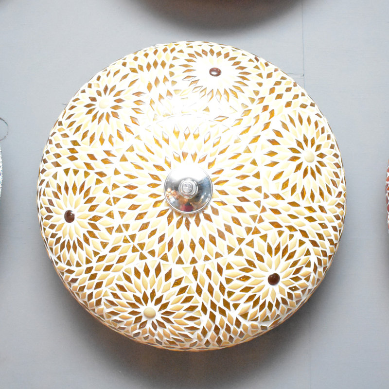 Chancey Glass Flush Mount, Brown/Beige