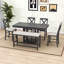 Ensemble de salle à manger 6 pièces, table extensible avec rallonge amovible, tablettes de rangement, chaises rembourrées et banc-2072984489