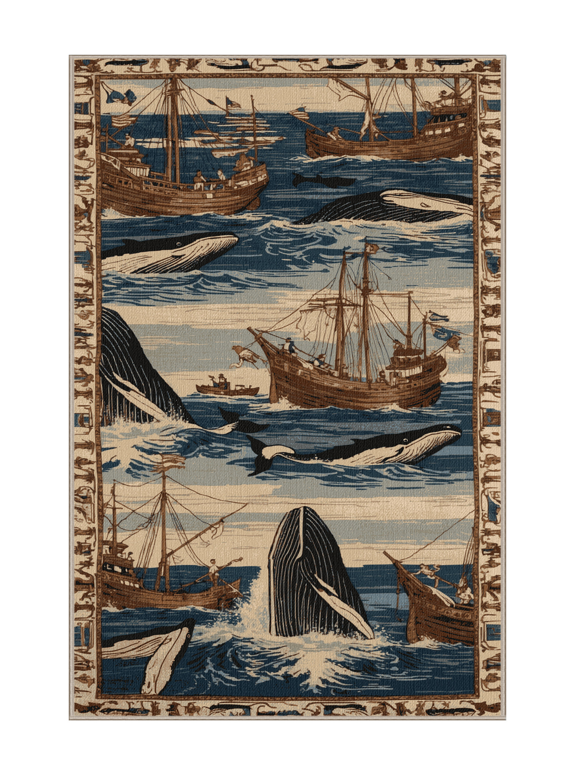 Longshore Tides Washable Whaling scenes Nautical Area Rug | Wayfair