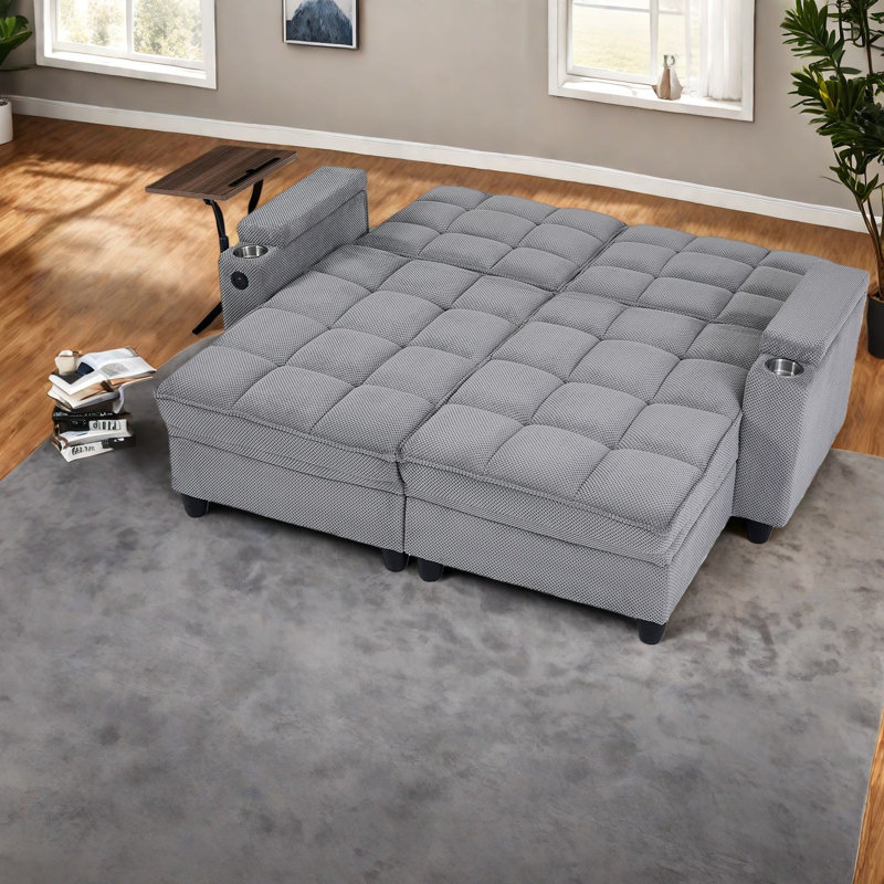 Multifunctional Sofas With Storage, Wood Frame Modern Sleeper For Home