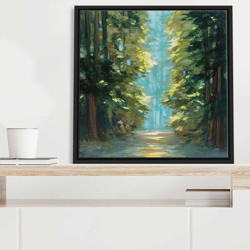 Forêt ensoleillée - Peinture, L 39,5 po x H 39,5 po, Cadre noir