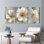 Ensemble de 3 tableaux muraux sur toile tendue, motif floral de fleurs de cerisier blanches, pour la décoration du salon et de la chambre.