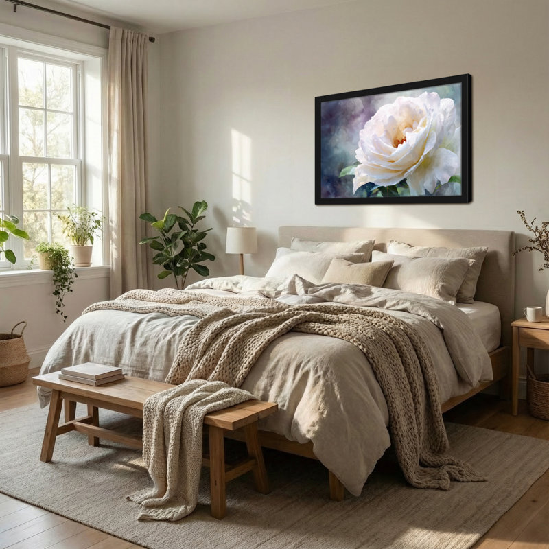 «Plants & Flowers White Rose», reproduction d'art sur toile, H 12 po x l 18 po