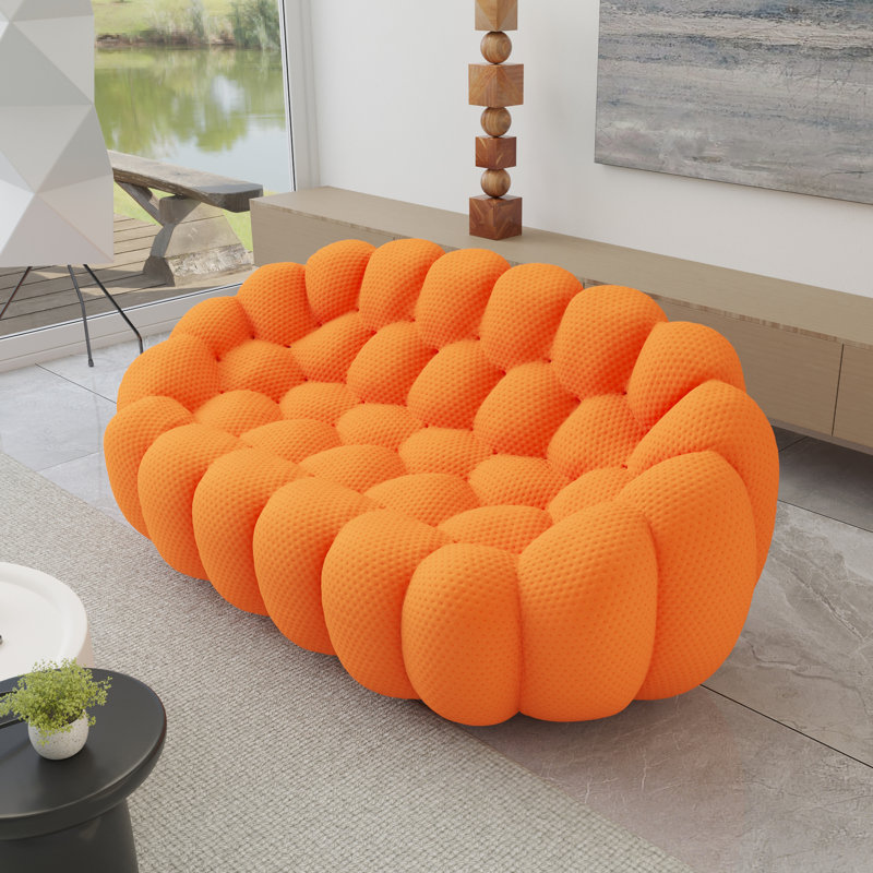 Canapé rembourré Cenie, sans assemblage requis, Orange, H 30,71 po x l 78,74 po x P 42,52 po