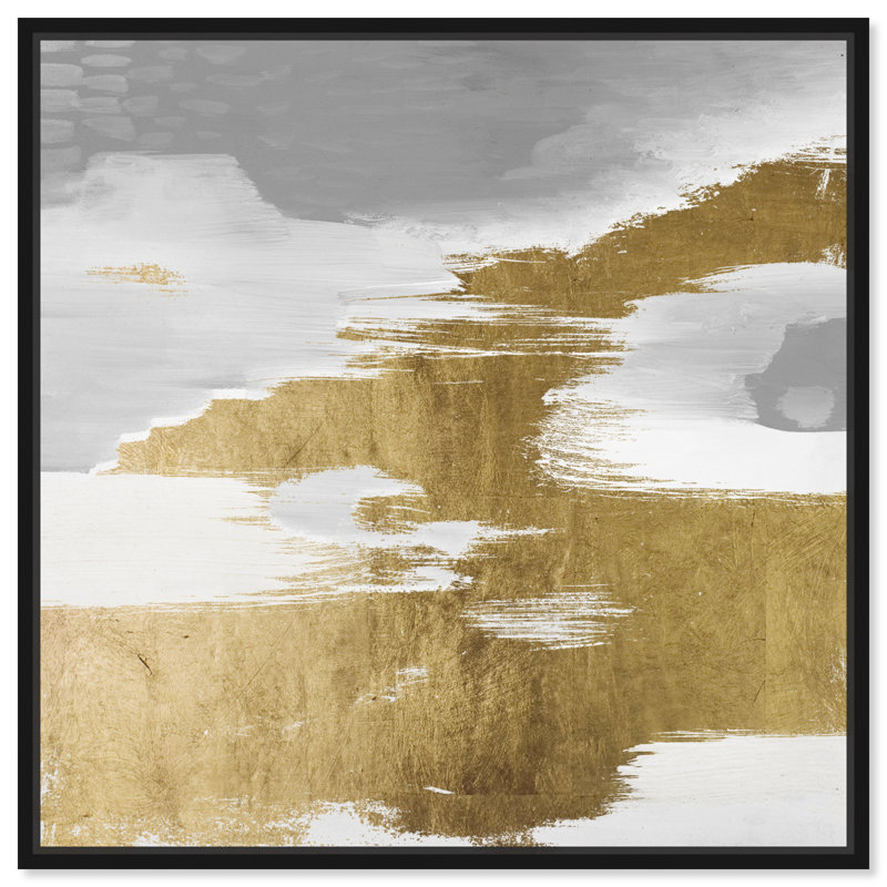 Gold Heaven - Peinture sur toile, Cadre flottant noir, H 30 po x l 30 po