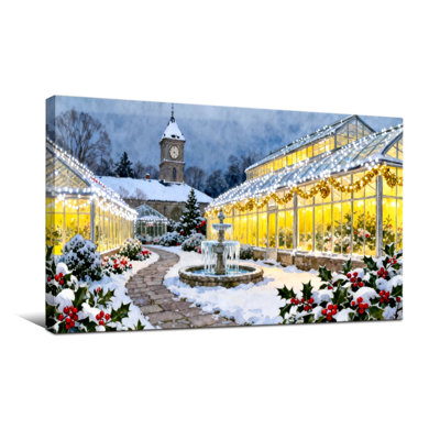 Christmas Winter Garden With Snow And Lights