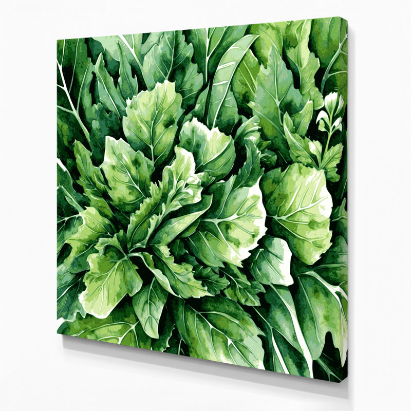 Art mural sur toile vert légumes roquette Eruca sativa, H 12 po x l 12 po