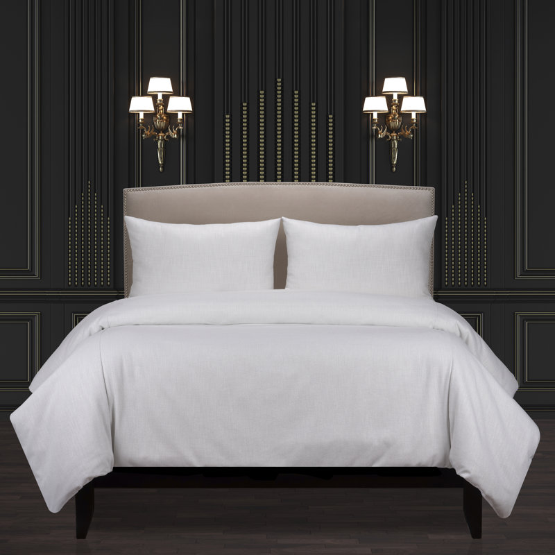 Lumiere Shimmer Luxury Duvet Cover & Insert Set, Frost, King Duvet Cover + 2 Throw Pillows + 2 Shams