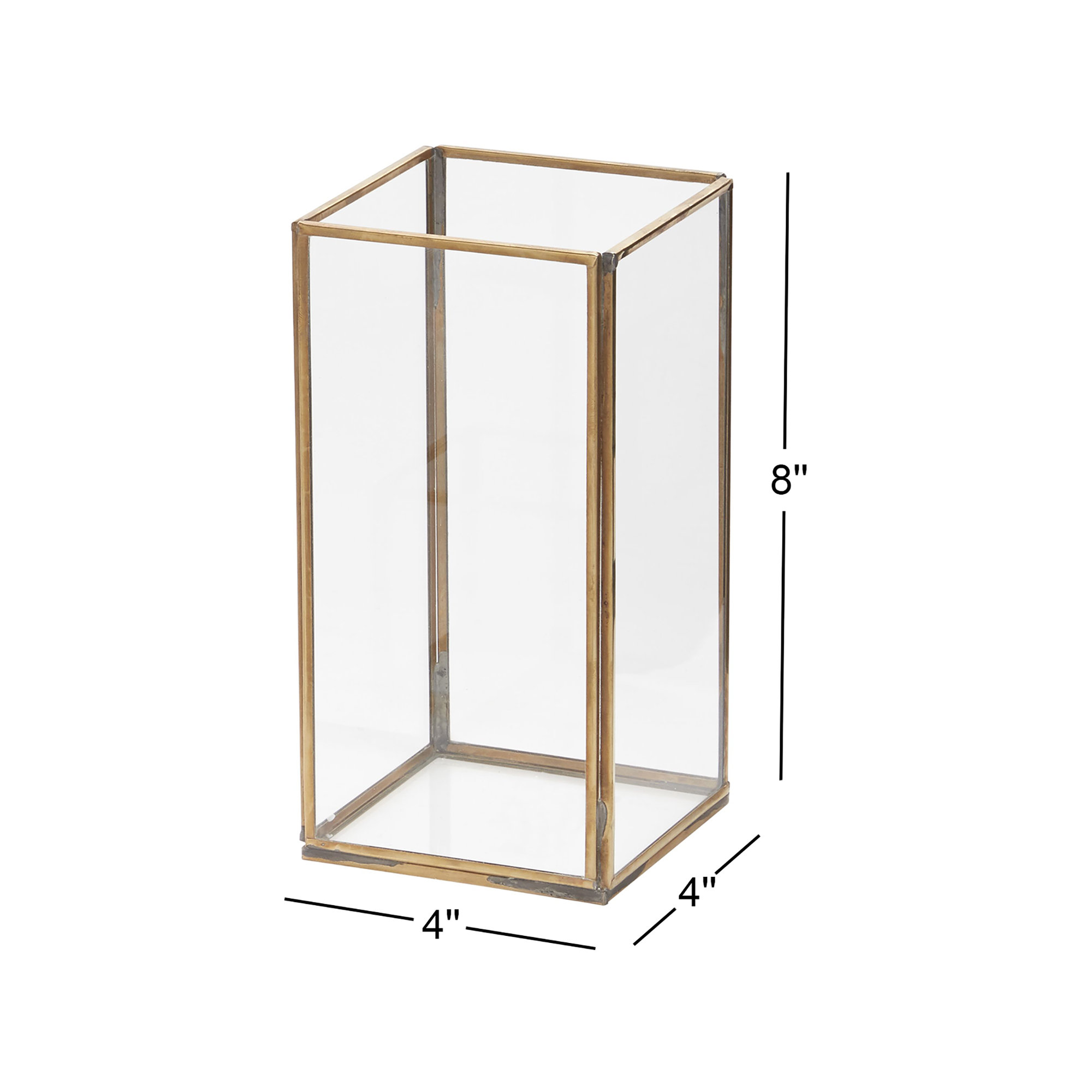 Metal Tabletop Lantern, 8" H x 4" W x 4" D
