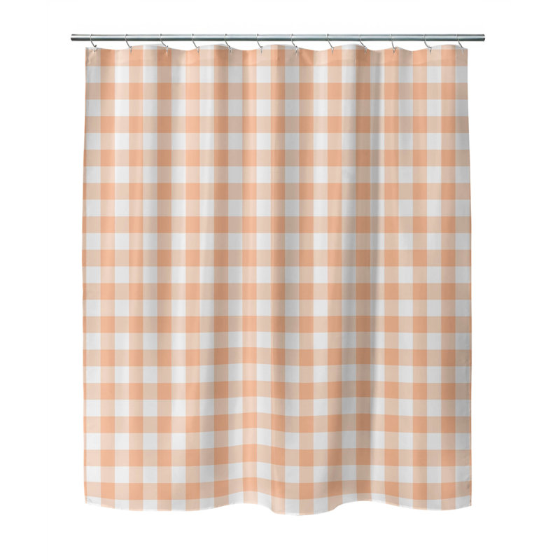 Proper Gingham Ultra-Thin Lightweight Shower Curtain, Orange/Peach