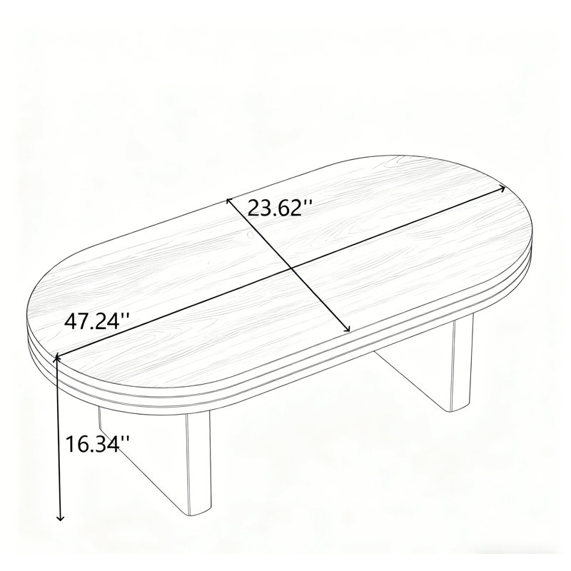 Table basse ovale moderne Mid Century, Noir