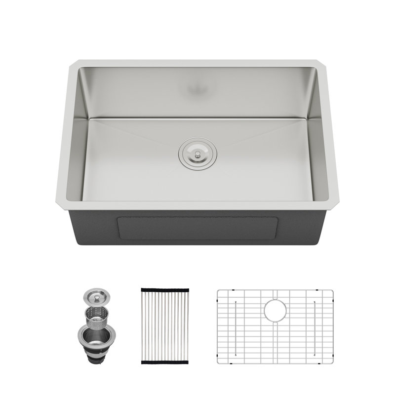 Évier de cuisine encastrable en acier inoxydable 28 pouces, calibre 16, cuve simple de profondeur 10 pouces | Idée de cadeau