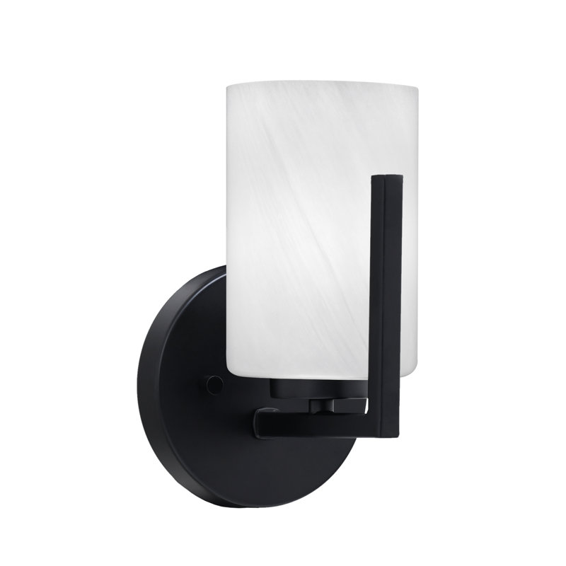 Dayberry Wall Sconce Shown With 4" Glass, Marble Glass, Matte Black