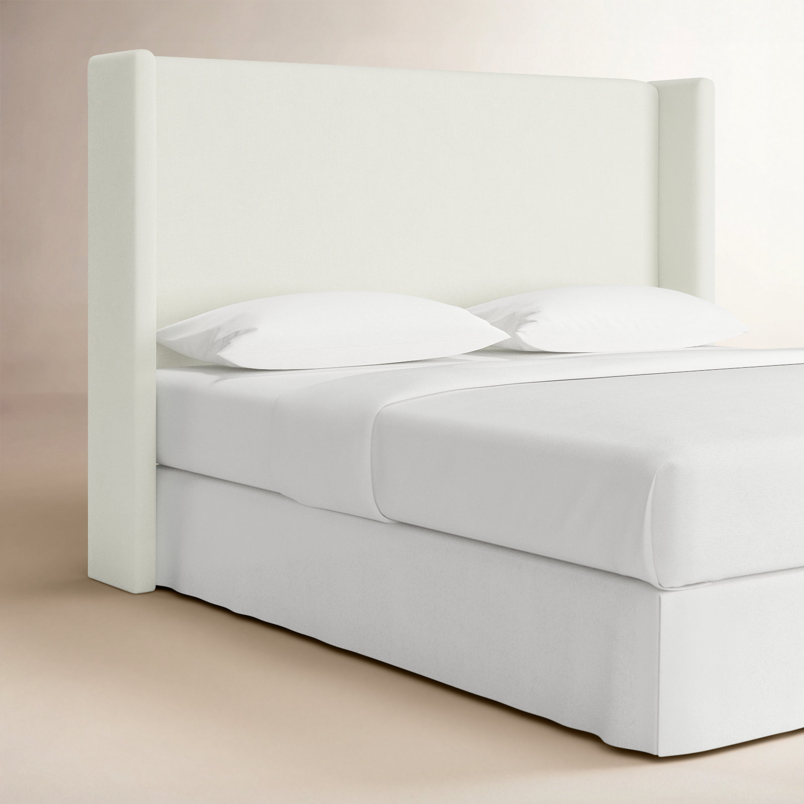 Tilly Upholstered Headboard, King, Zuma White Textured Linen