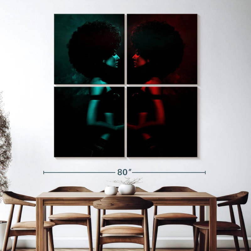Portrait de femme afro, H 74 po x l 74 po