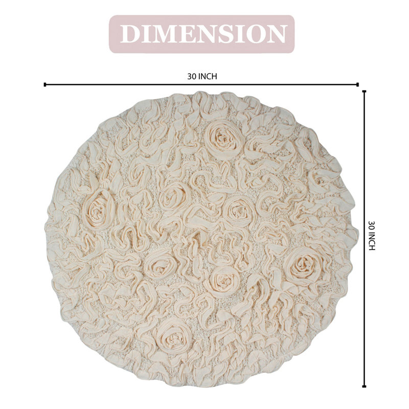Tapis de bain rond 100% coton Home Weavers Franciska, Ivoire, L 30 po x L 30 po