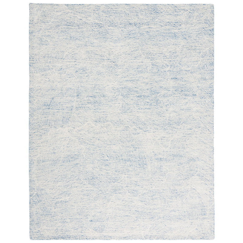 Bouldin Handmade Tufted Wool Blue Area Rug, Rectangle 8' x 10'