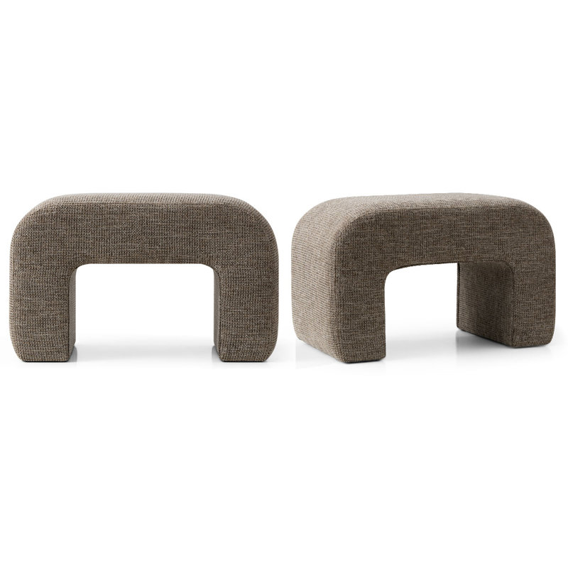 29" Upholstered Small Waterfall Bench, Light Brown