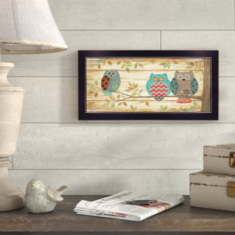 «Three Wise Owls», reproduction d'art graphique sur papier