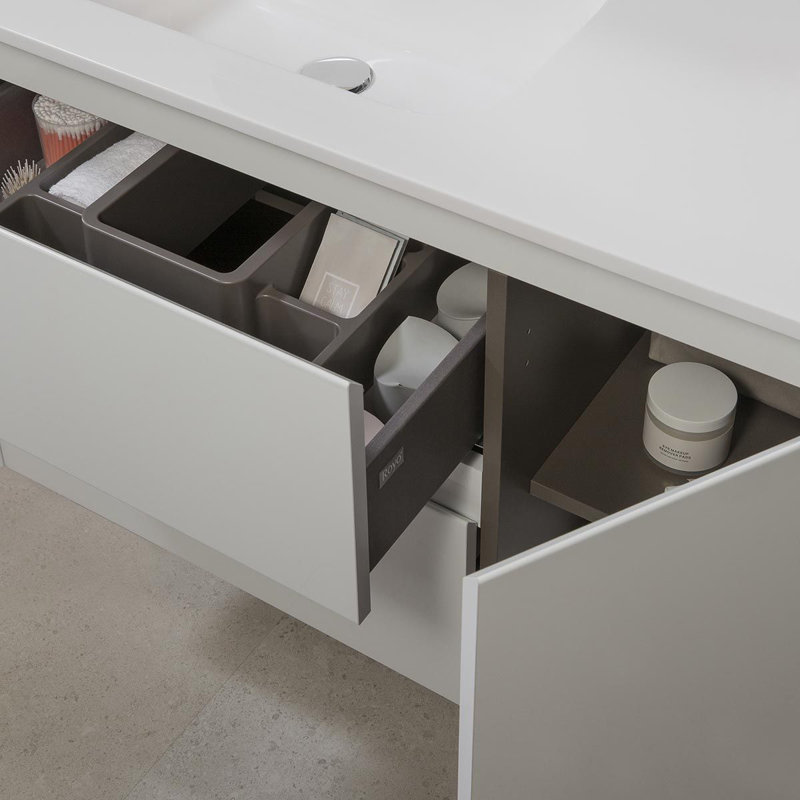 Ambra 35.1'' W Single Bathroom Vanity Base, Glossy White