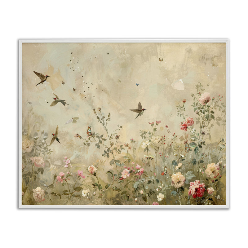 «Stupell Industries Swallows in Flower Meadow», estampe numérique par Arlington Prints, H 24 po x l 30 po