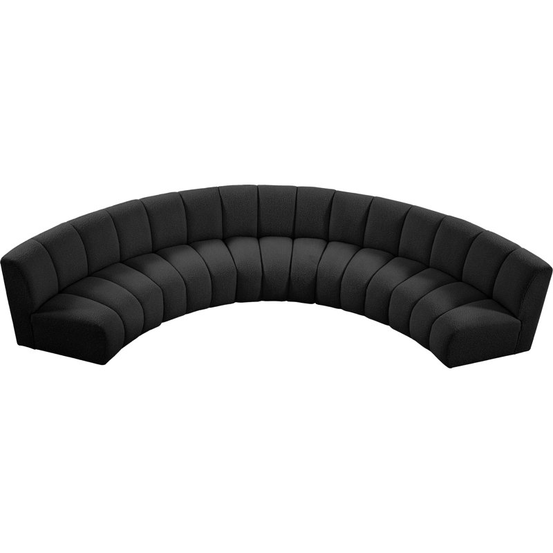 Infinity Upholstered Curved Sectional Symmetrical, Black Boucle Fabric