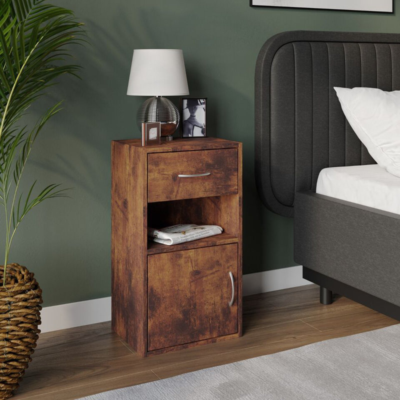 Baraa 30 cm W Bedside Table, Rustic Brown, Individual