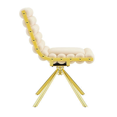 Cream Bubble Tufted Swivel Accent Chair,2pc