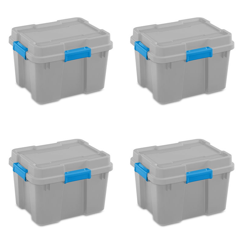 Sterilite 20 Gal Gasket Tote, Stack Storage Latch Lid Bins, Tight Seal Container, Organize Basement