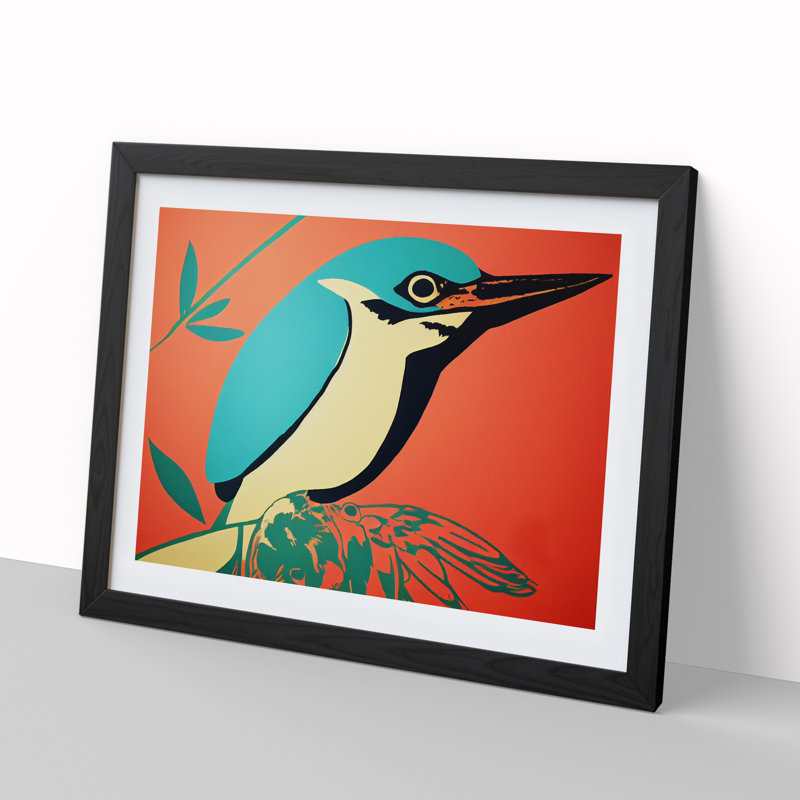 Spectacular Kingfisher Bird Abstract - Framed Print, Black, 46cm H x 64cm W x 2cm D
