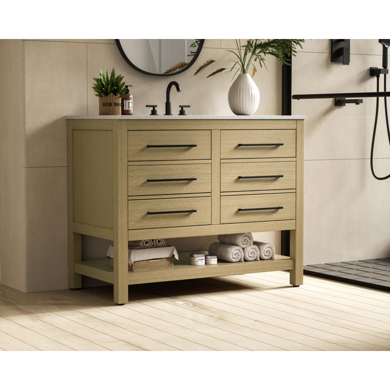 Meuble-lavabo simple 42 po_Moderne_VF60542, Brun miel