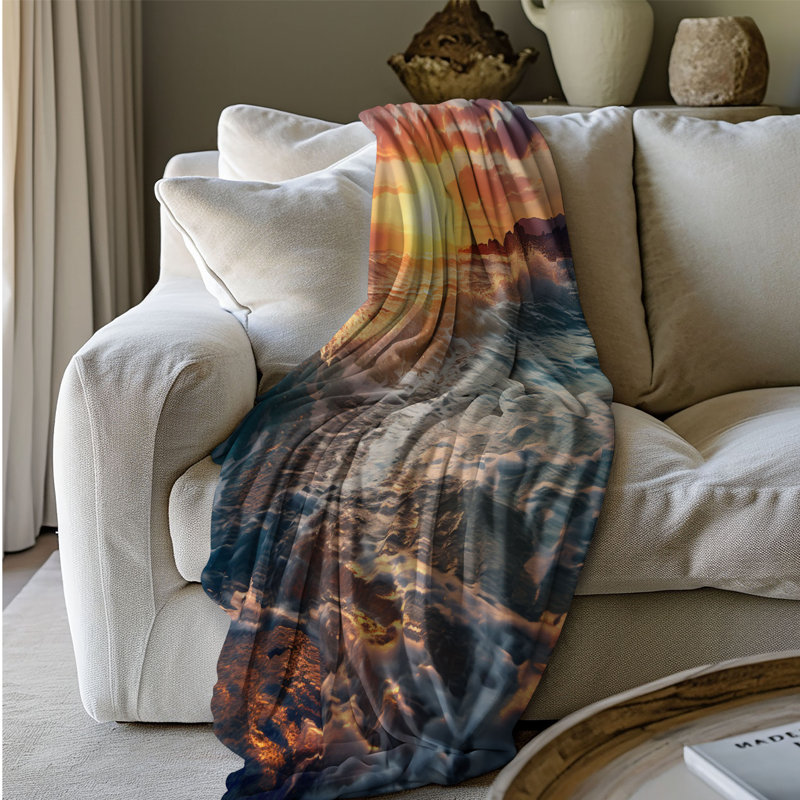Dusk Ocean - 1 pièce Sherpa Premium, Lit simple