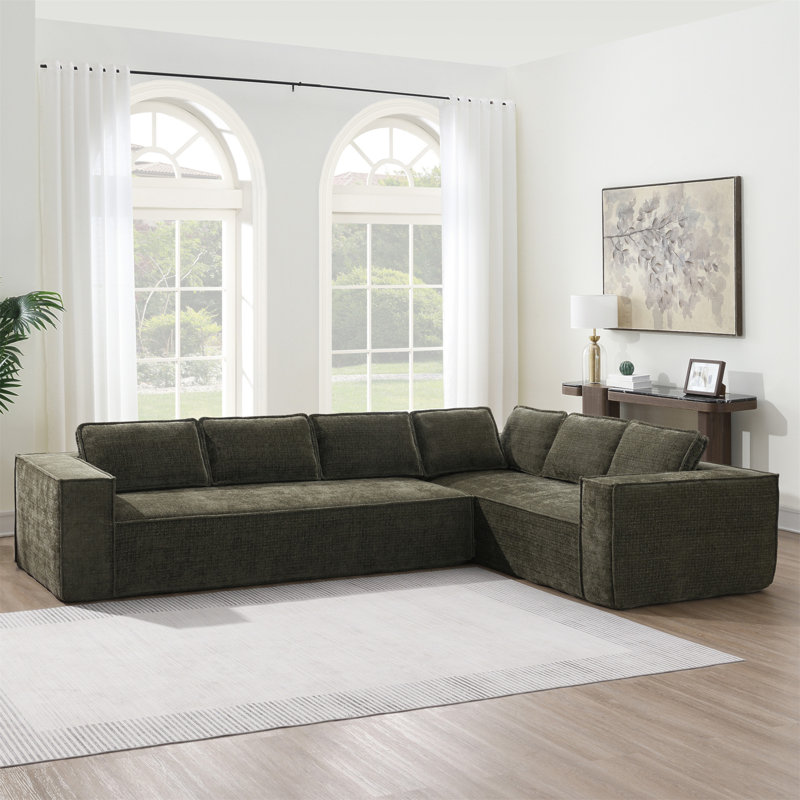 Canapé modulaire de style minimaliste Boneless, Chenille verte