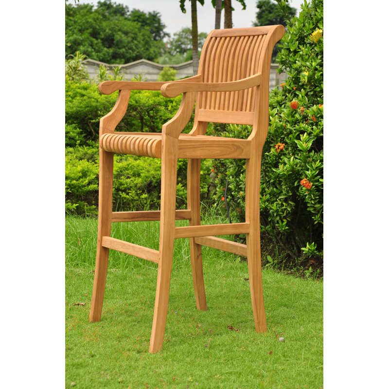 Maiden Lane Outdoor Teak Bar Stool
