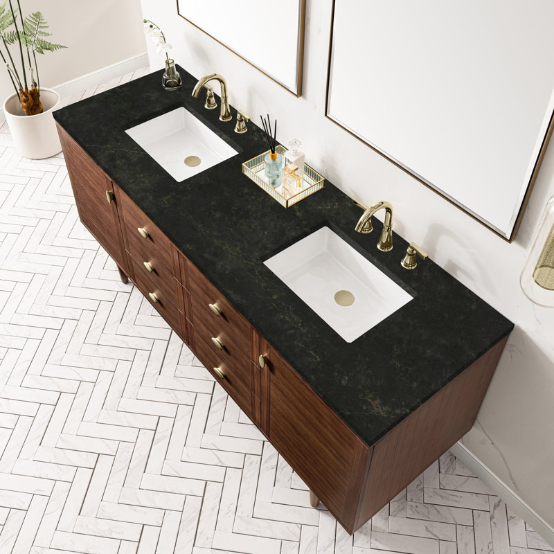 Amberly Double Bathroom Vanity Set, Phantome Eclos, 72", 8" Widespread