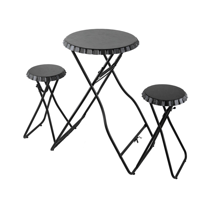 Black Stowable Side Table And Two Seats