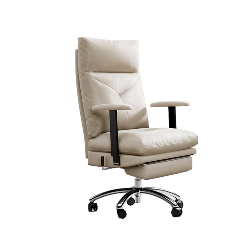 Ergonomic Adjustable High-Back Office Chair Task Chair with Headrest, Offwhite