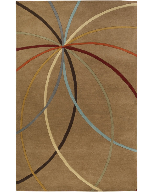 Tapis moka en laine touffeté à la main à motif abstrait Mcquaid, Rond 6 pi
