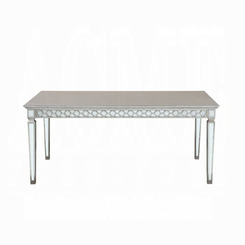 Table de salle à manger Varian, H 30 po x L 72 po x l 40 po, Argent argent