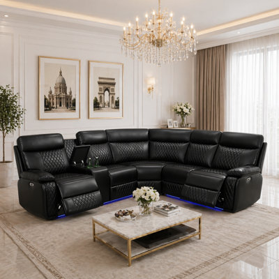 Canapé modulaire inclinable électrique 3 pièces avec console de rangement et éclairage DEL Coco