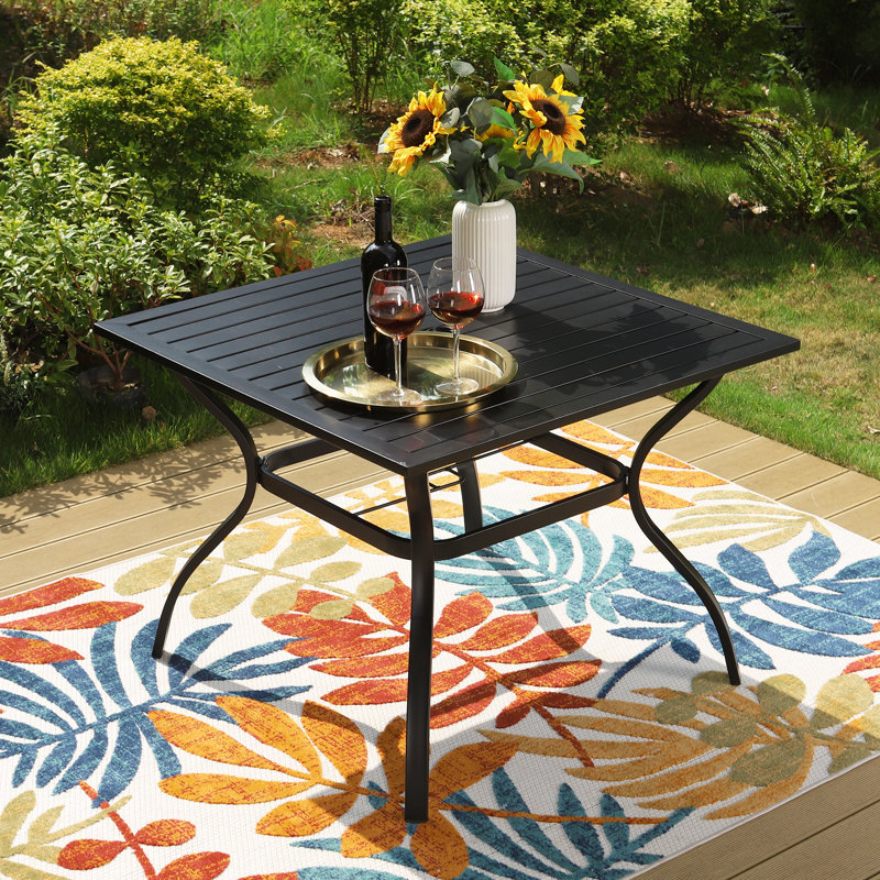 Janie 2 - Person Patio Dining Set with Square Table, Blue
