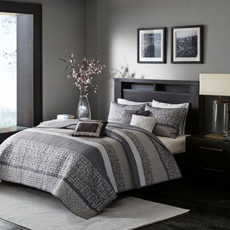 Édredon - 7 pièces, décoration pour grand lit mauve, Mauve, Grand édredon et 6 pièces supplémentaires