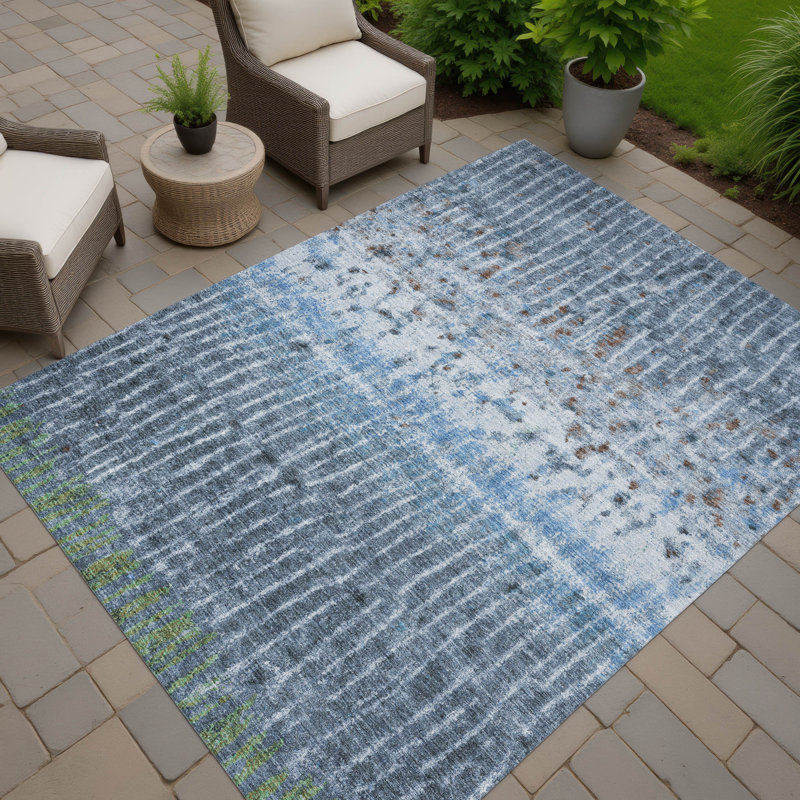 Machine Washable Indoor/Outdoor Lanphear ACN2406 Abstract Rug, Rectangle 2'6" x 3'10"