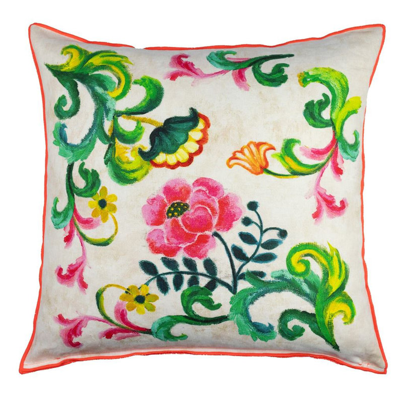 Osier Damasse Decorative Pillow, Fuchsia