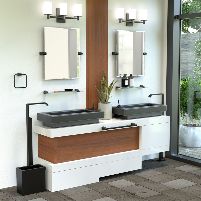 Miroir de salle de bain mural sans cadre A-Line | Miroir mural pivotant, 31,5 po x 26,63 po, Chrome