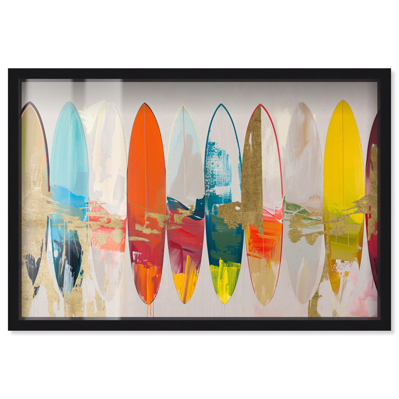 Décoration murale Maximalist Surfboard Horizons II par Art Remedy, H 11 po x l 16 po, Noir
