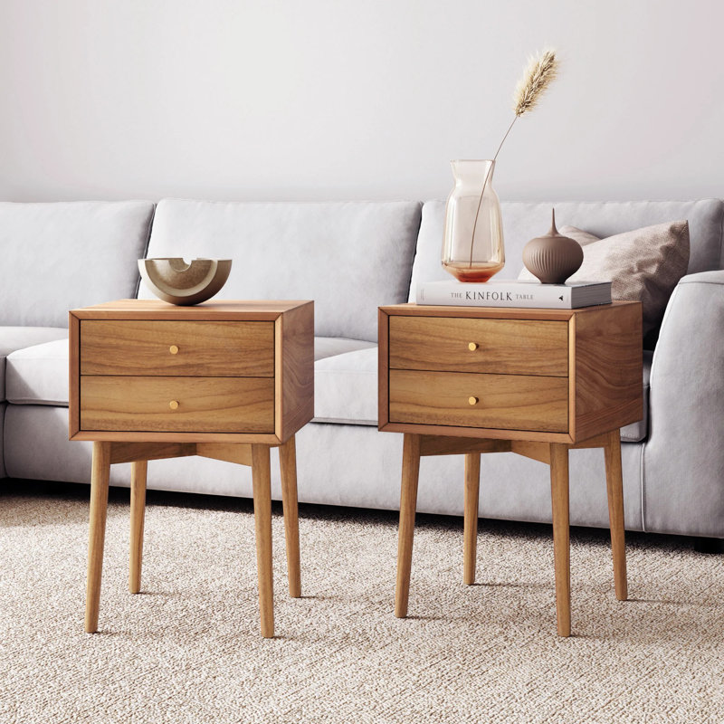 Table de chevet en bois avec rangement, Blanc